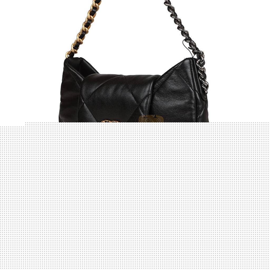 Ch*el master 19 hobo bag black lambskin mixed metal hardware as4638 (30*21*7.5cm)
